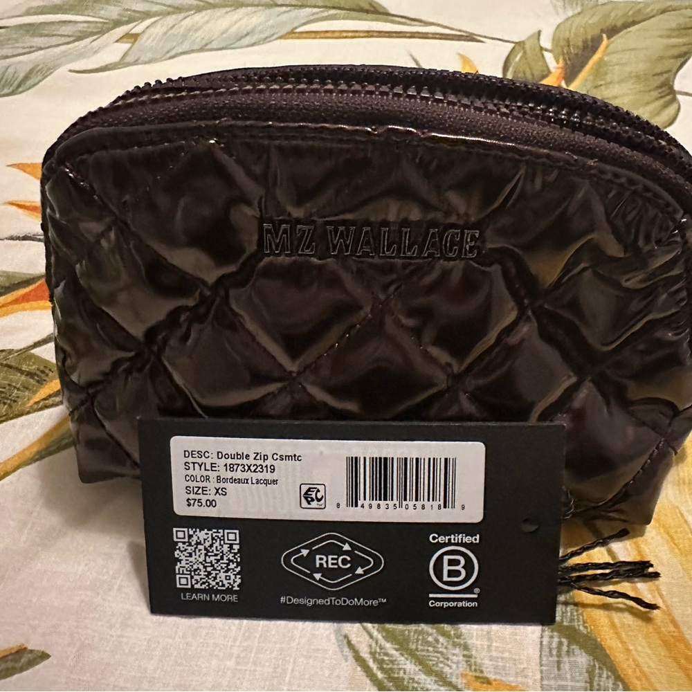 MZ Wallace Double Zip  Cosmetic in Bordeaux Lacquer